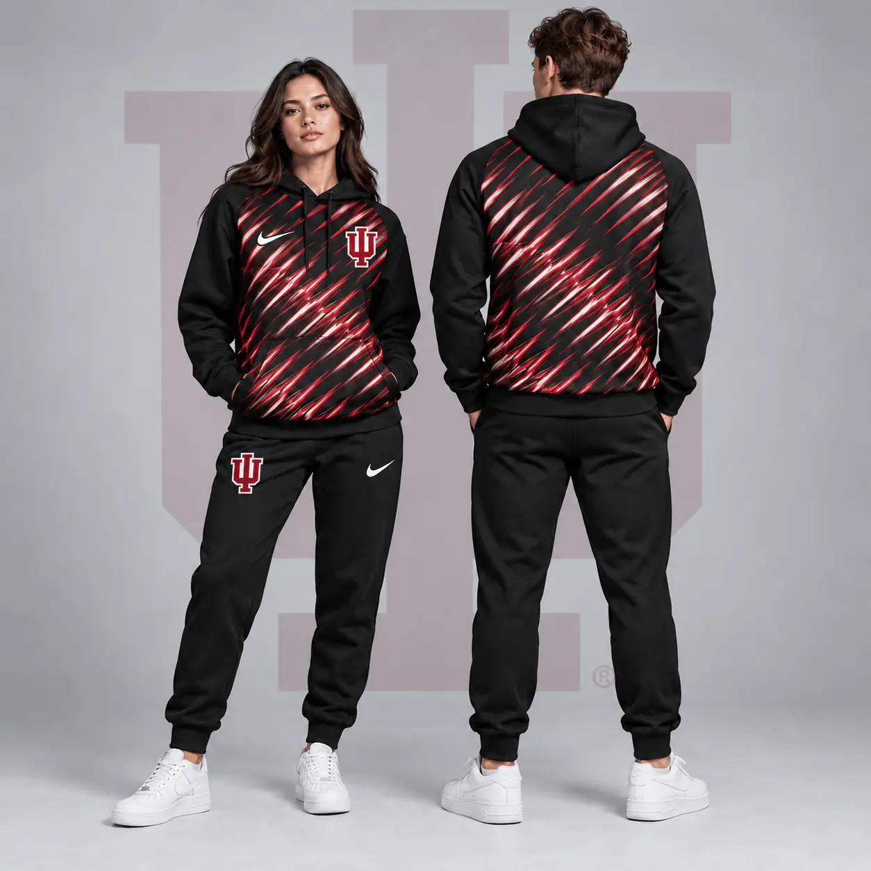 Indiana Hoosiers | Premium NCAA Velocity Streak Pullover Hoodie & Jogger Set NDN