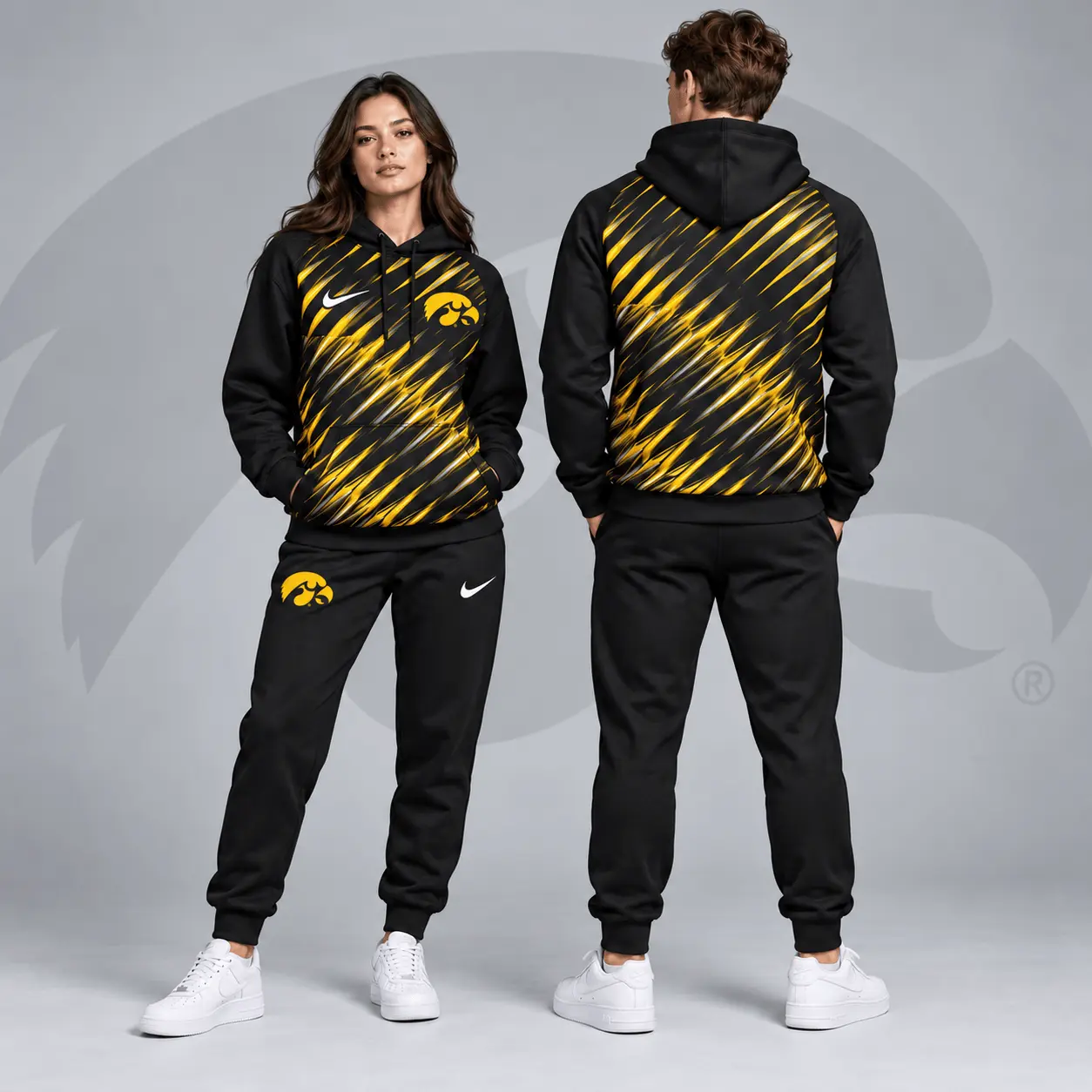 Iowa Hawkeyes | Premium NCAA Velocity Streak Pullover Hoodie & Jogger Set NDN