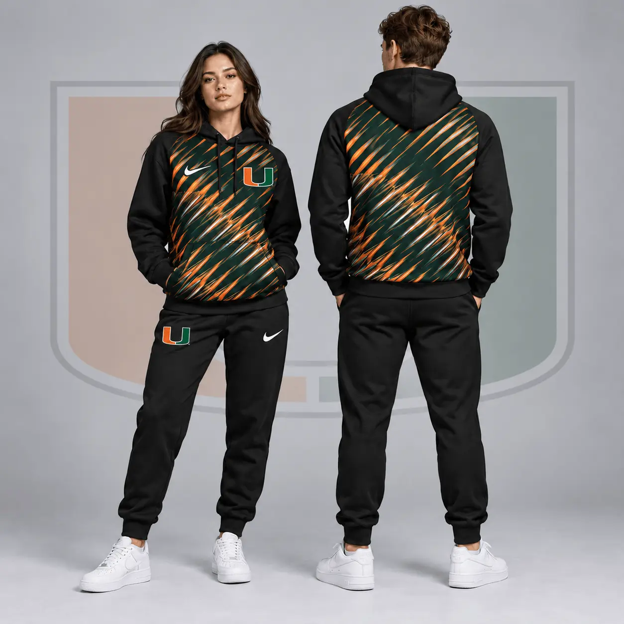 Miami Hurricanes | Premium NCAA Velocity Streak Pullover Hoodie & Jogger Set NDN