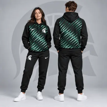 Michigan State Spartans | Premium NCAA Velocity Streak Pullover Hoodie & Jogger Set NDN