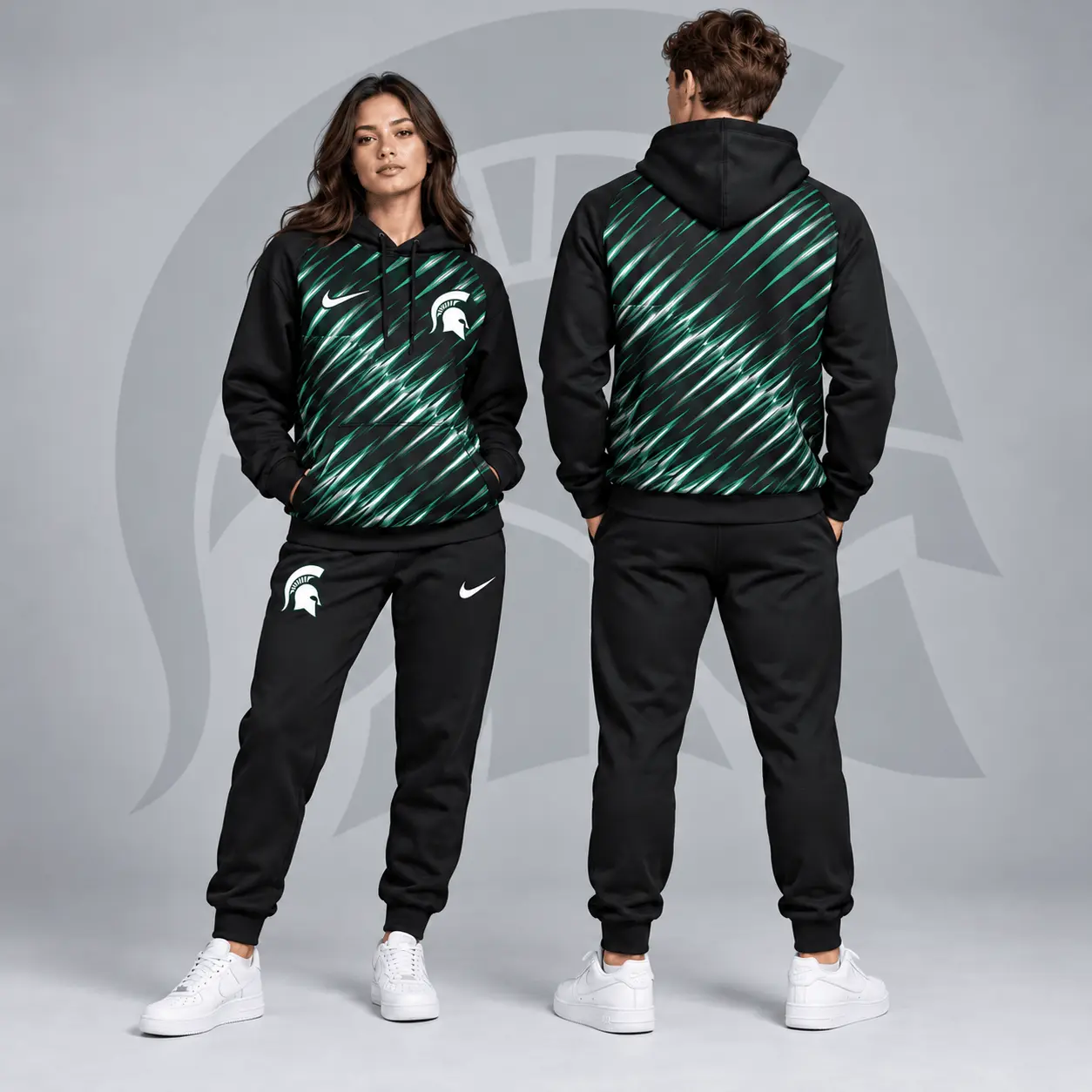 Michigan State Spartans | Premium NCAA Velocity Streak Pullover Hoodie & Jogger Set NDN