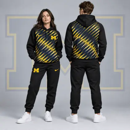 Michigan Wolverines | Premium NCAA Velocity Streak Pullover Hoodie & Jogger Set NDN
