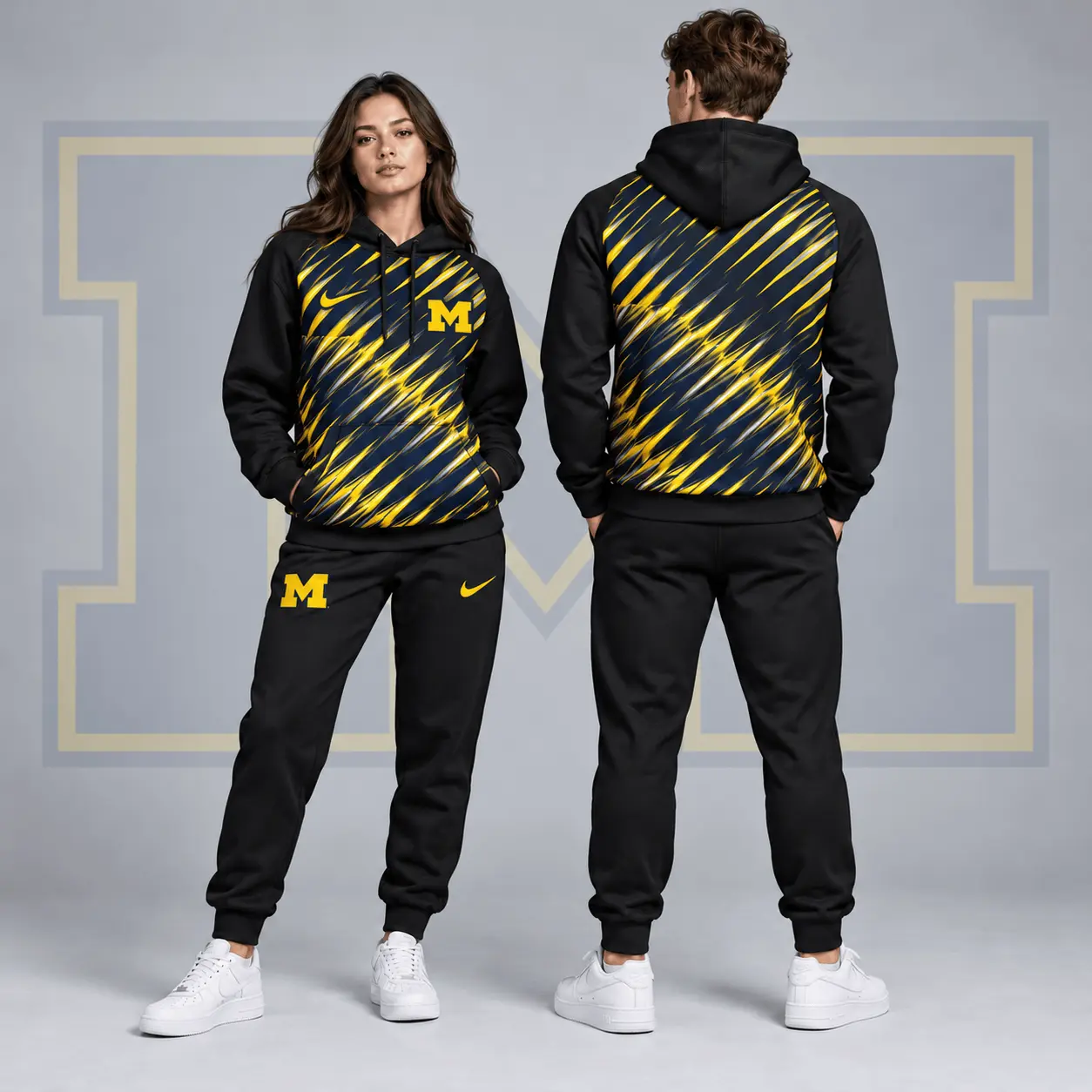 Michigan Wolverines | Premium NCAA Velocity Streak Pullover Hoodie & Jogger Set NDN