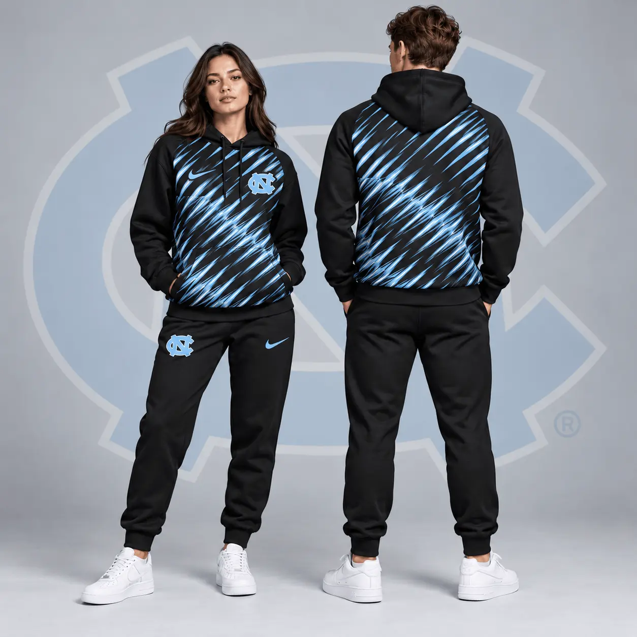 North Carolina Tar Heels | Premium NCAA Velocity Streak Pullover Hoodie & Jogger Set NDN