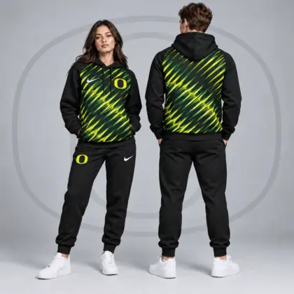 Oregon Ducks | Premium NCAA Velocity Streak Pullover Hoodie & Jogger Set NDN