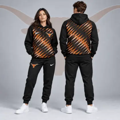 Texas Longhorns | Premium NCAA Velocity Streak Pullover Hoodie & Jogger Set NDN