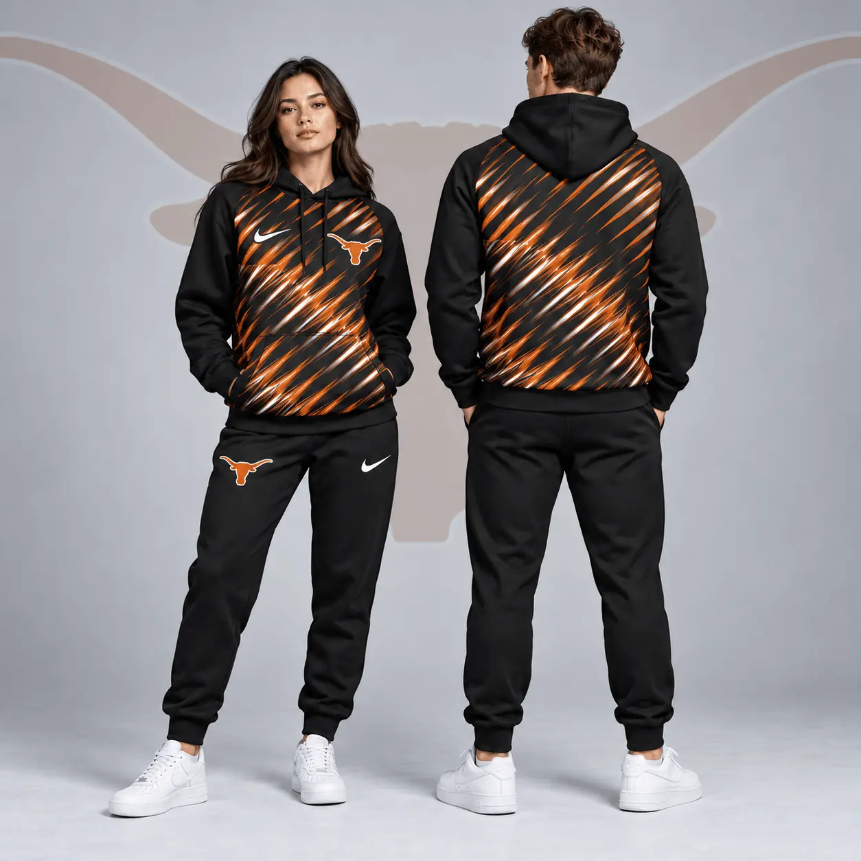 Texas Longhorns | Premium NCAA Velocity Streak Pullover Hoodie & Jogger Set NDN