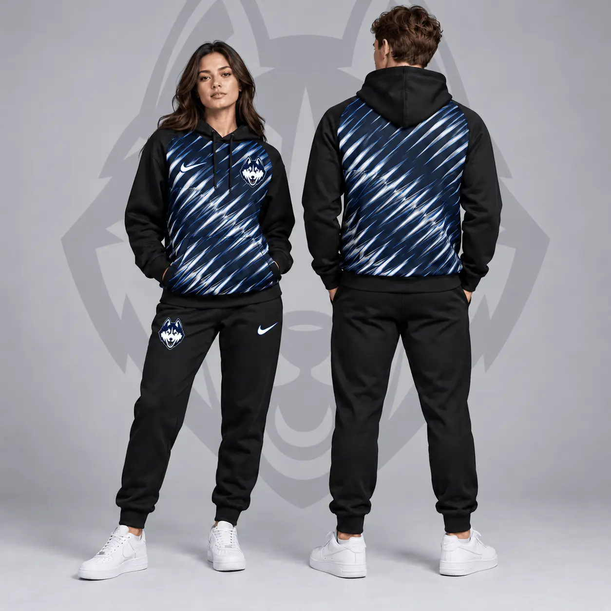 Uconn Huskies | Premium NCAA Velocity Streak Pullover Hoodie & Jogger Set NDN