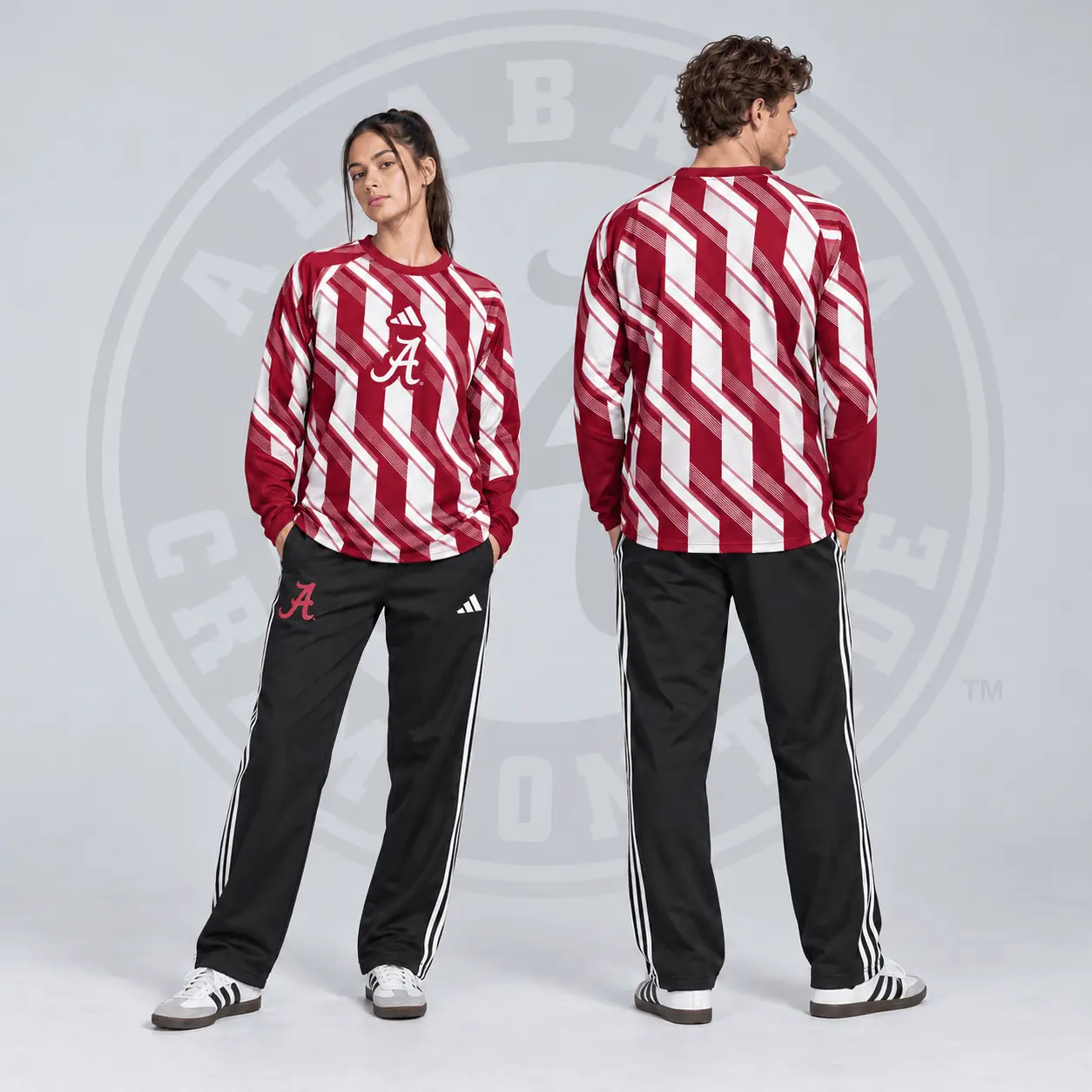 Alabama Crimson Tide | Premium NCAA Diagonal Stripe Long Sleeve Performance Top & Track Pants Set NDN