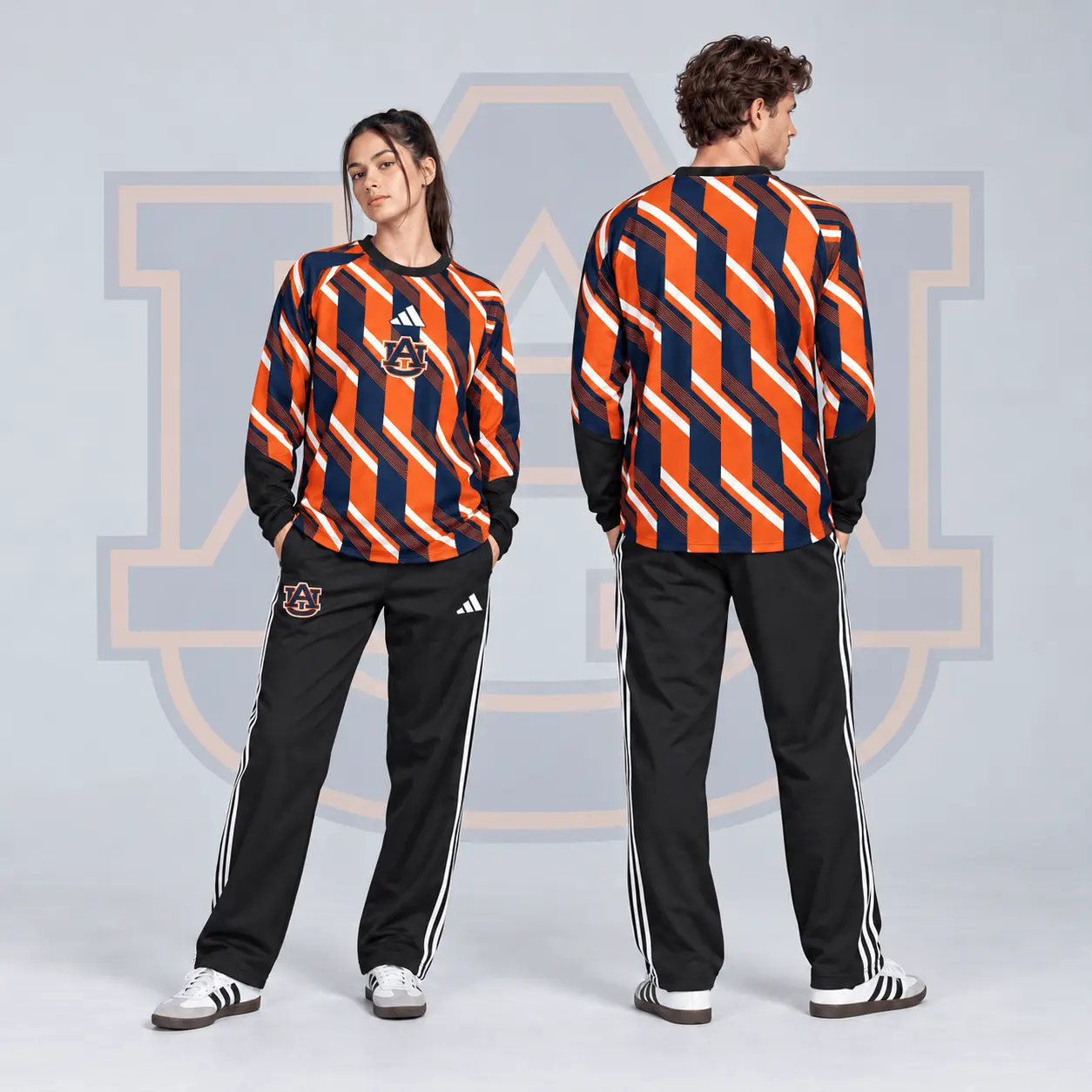 Auburn Tigers | Premium NCAA Diagonal Stripe Long Sleeve Performance Top & Track Pants Set NDN