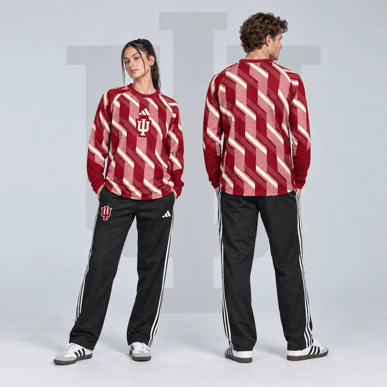 Indiana Hoosiers | Premium NCAA Diagonal Stripe Long Sleeve Performance Top & Track Pants Set NDN