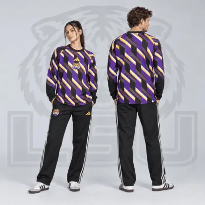 Lsu Tigers | Premium NCAA Diagonal Stripe Long Sleeve Performance Top & Track Pants Set NDN