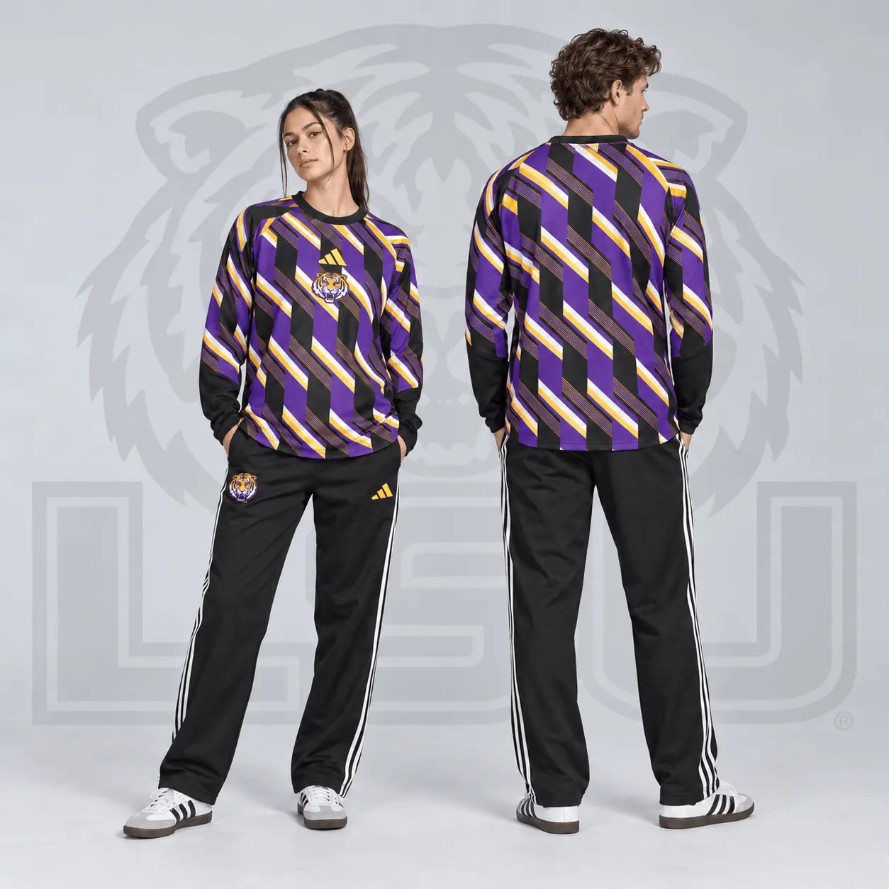 Lsu Tigers | Premium NCAA Diagonal Stripe Long Sleeve Performance Top & Track Pants Set NDN