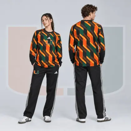 Miami Hurricanes | Premium NCAA Diagonal Stripe Long Sleeve Performance Top & Track Pants Set NDN