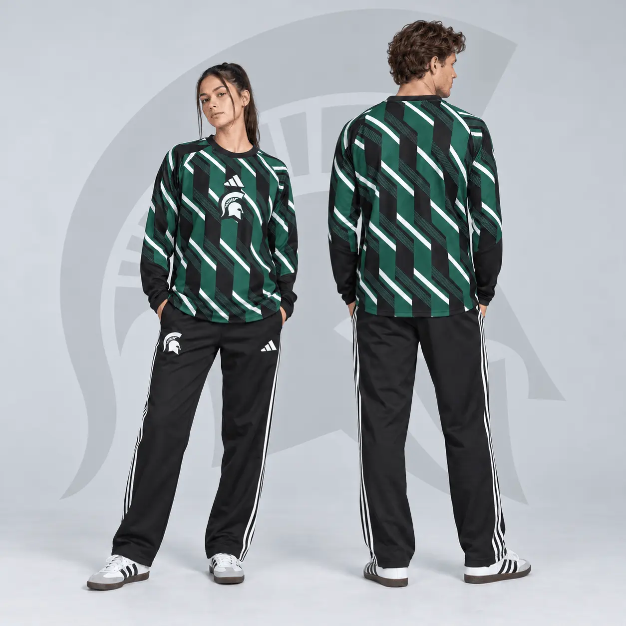 Michigan State Spartans | Premium NCAA Diagonal Stripe Long Sleeve Performance Top & Track Pants Set NDN