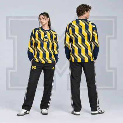 Michigan Wolverines | Premium NCAA Diagonal Stripe Long Sleeve Performance Top & Track Pants Set NDN