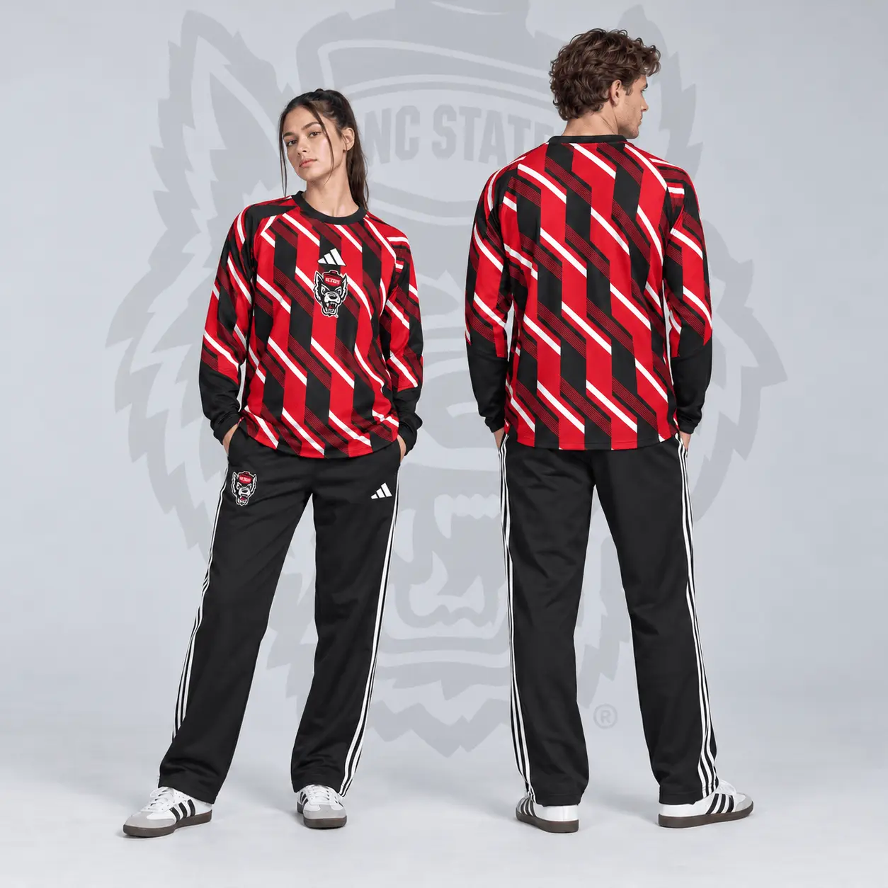 Nc State Wolfpack | Premium NCAA Diagonal Stripe Long Sleeve Performance Top & Track Pants Set NDN