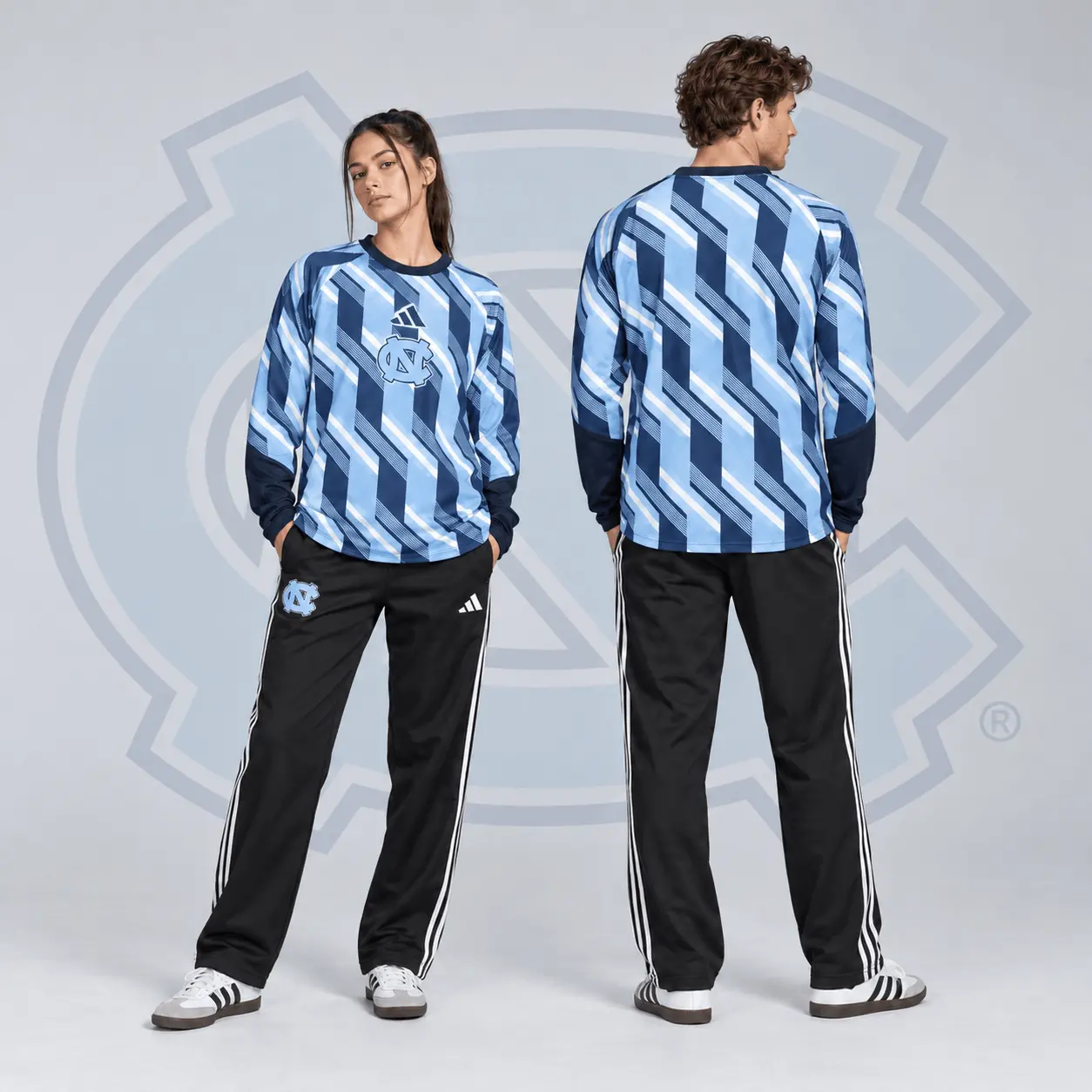 North Carolina Tar Heels | Premium NCAA Diagonal Stripe Long Sleeve Performance Top & Track Pants Set NDN