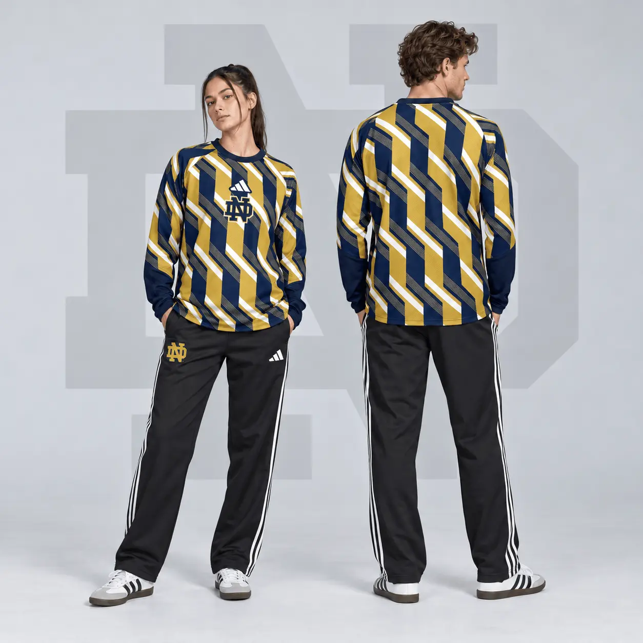 Notre Dame Fighting Irish | Premium NCAA Diagonal Stripe Long Sleeve Performance Top & Track Pants Set NDN
