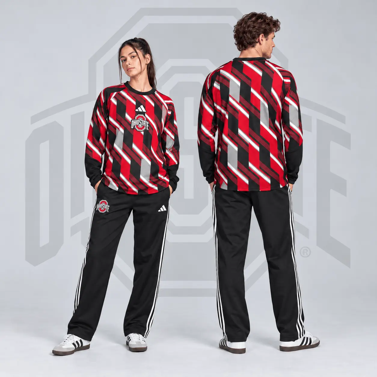 Ohio State Buckeyes | Premium NCAA Diagonal Stripe Long Sleeve Performance Top & Track Pants Set NDN