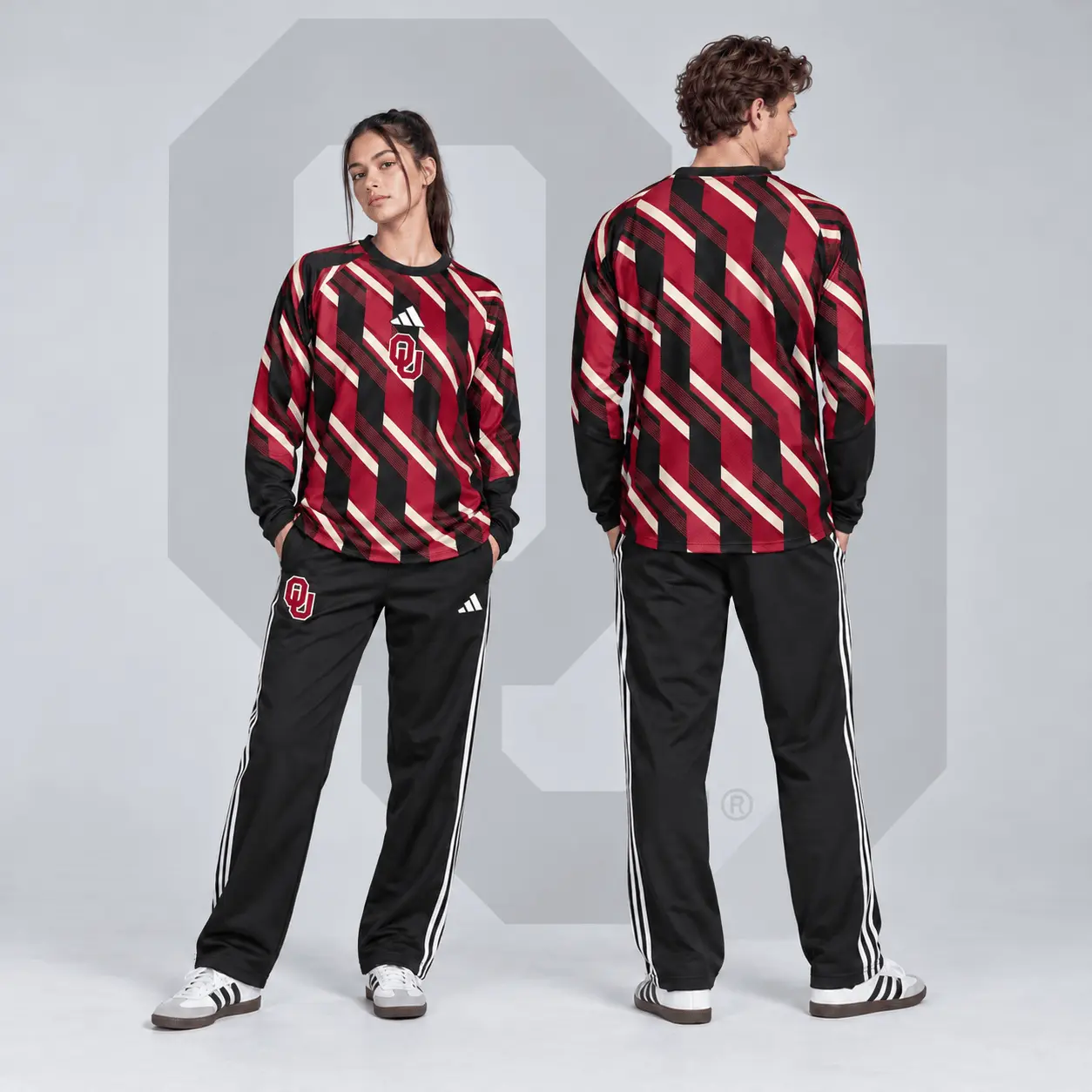 Oklahoma Sooners | Premium NCAA Diagonal Stripe Long Sleeve Performance Top & Track Pants Set NDN