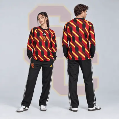 Usc Trojans | Premium NCAA Diagonal Stripe Long Sleeve Performance Top &amp; Track Pants Set NDN