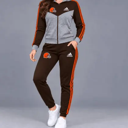 Cleveland Browns | Premium NFL Classic Heritage Zip Hoodie And Jogger Set TD