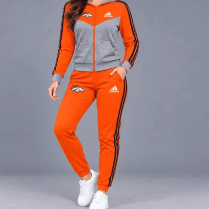 Denver Broncos | Premium NFL Classic Heritage Zip Hoodie And Jogger Set TD