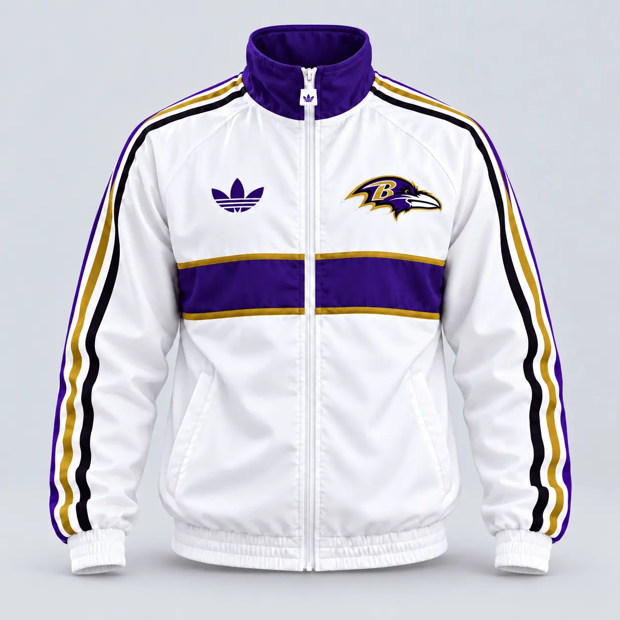 Baltimore Ravens | Premium NFL Vintage Heritage Triple Stripe Full-Zip Casual Jacket TD