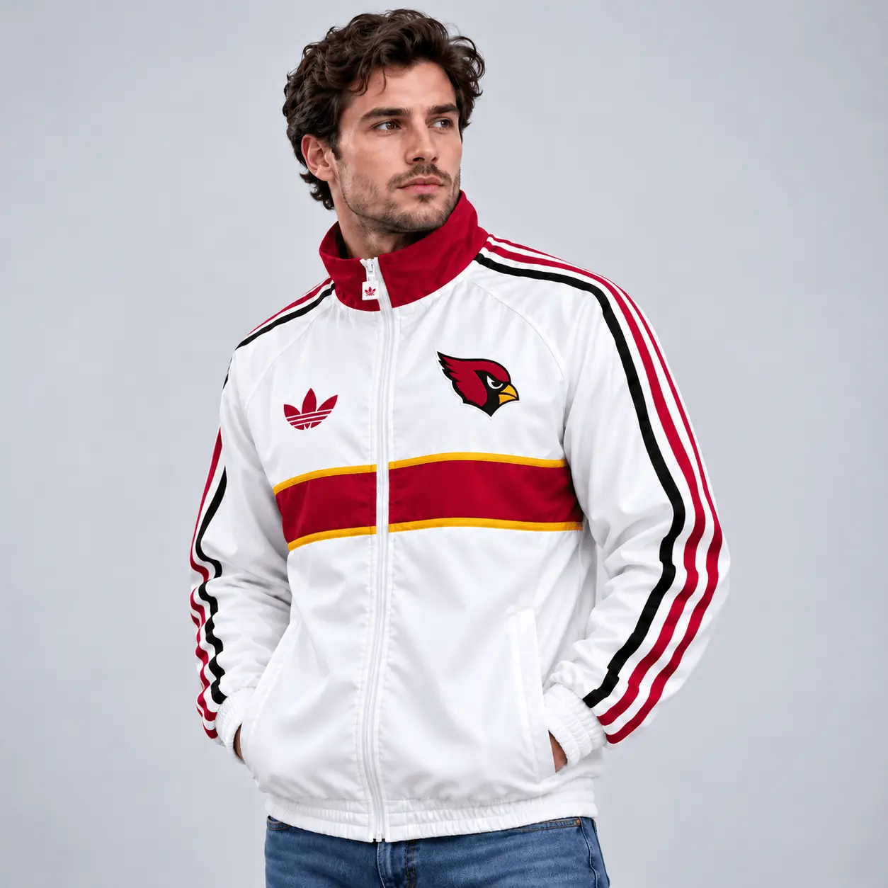 Arizona Cardinals | Premium NFL Vintage Heritage Triple Stripe Full-Zip Casual Jacket TD - Image 2