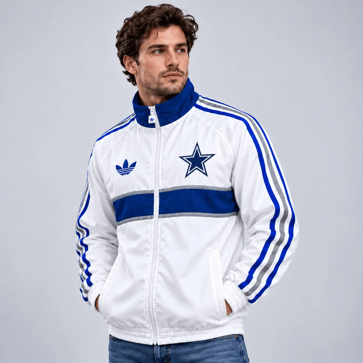 Dallas Cowboys | Premium NFL Vintage Heritage Triple Stripe Full-Zip Casual Jacket TD - Image 2