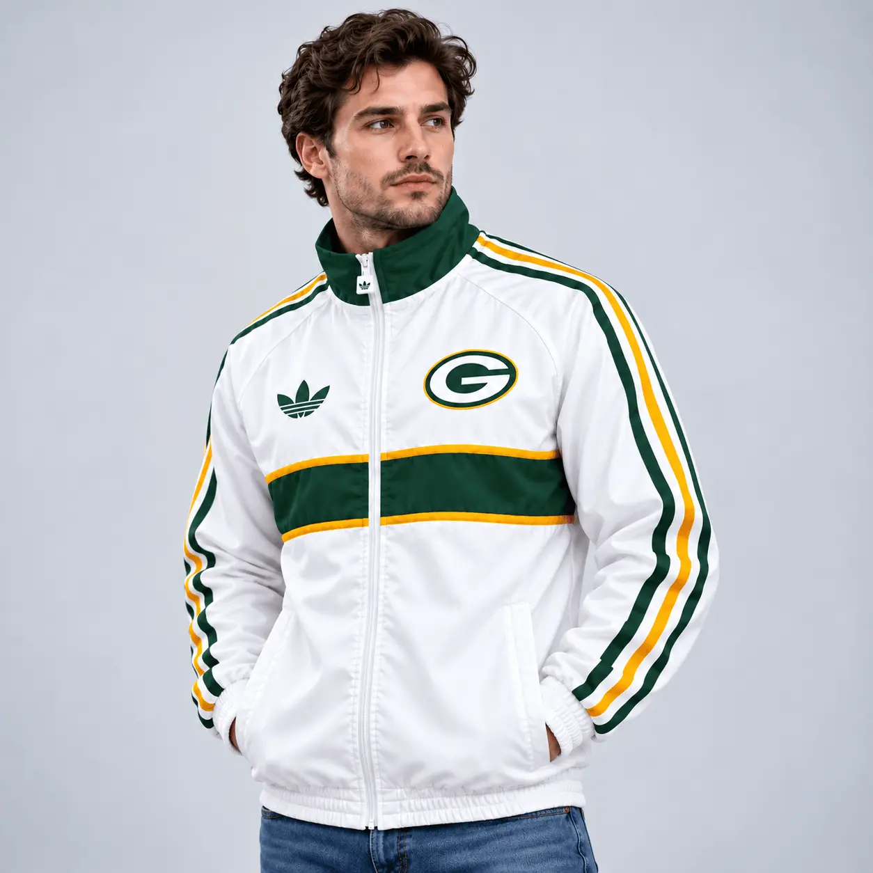 Green Bay Packers | Premium NFL Vintage Heritage Triple Stripe Full-Zip Casual Jacket TD - Image 2