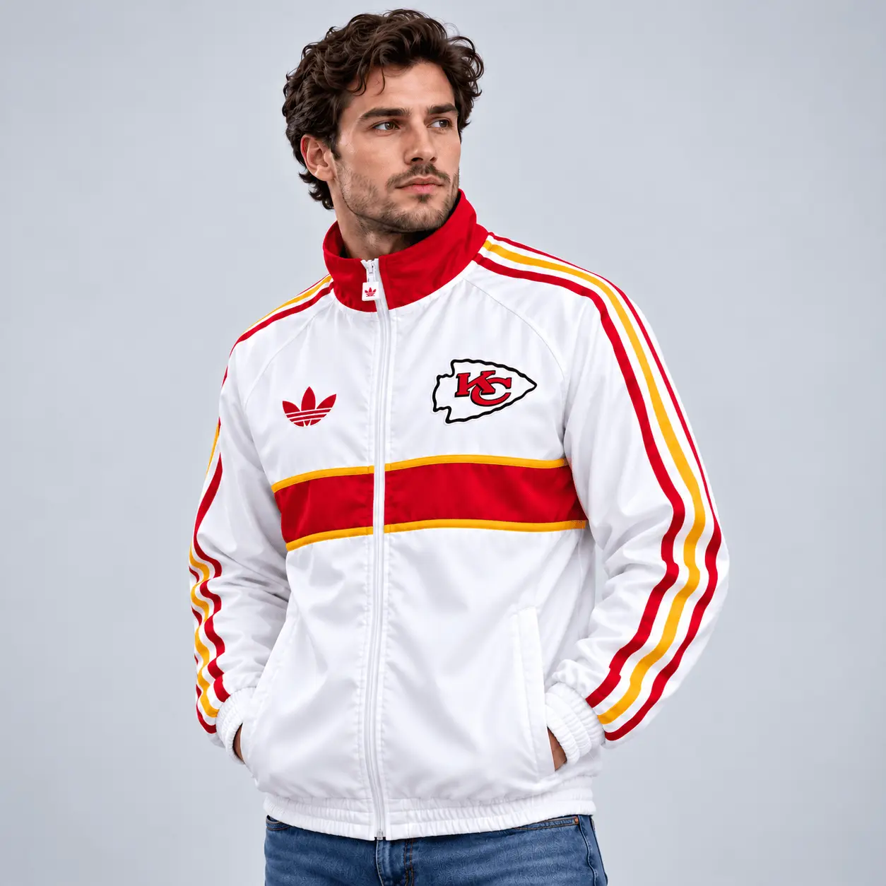Kansas City Chiefs | Premium NFL Vintage Heritage Triple Stripe Full-Zip Casual Jacket TD - Image 2