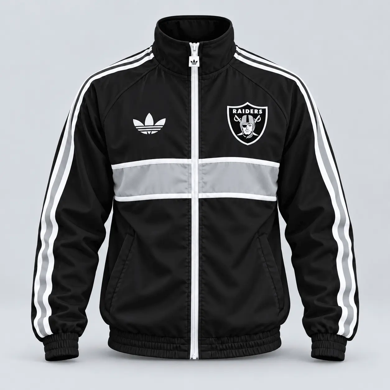 Las Vegas Raiders | Premium NFL Vintage Heritage Triple Stripe Full-Zip Casual Jacket TD