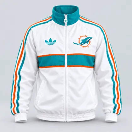 Miami Dolphins | Premium NFL Vintage Heritage Triple Stripe Full-Zip Casual Jacket TD