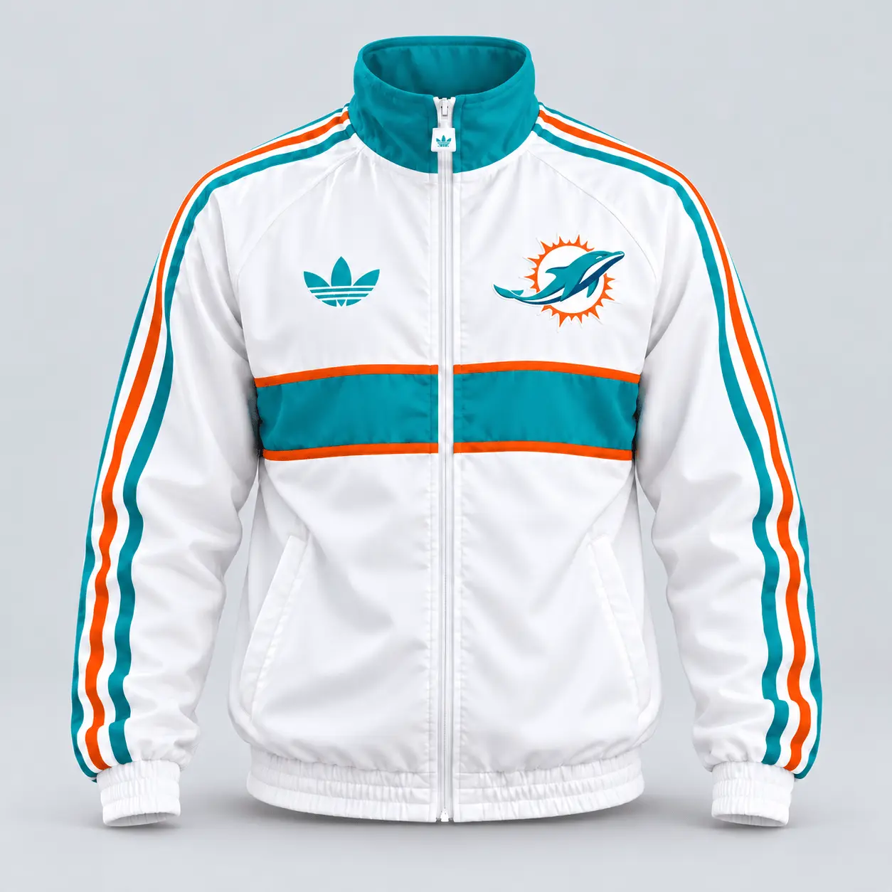Miami Dolphins | Premium NFL Vintage Heritage Triple Stripe Full-Zip Casual Jacket TD