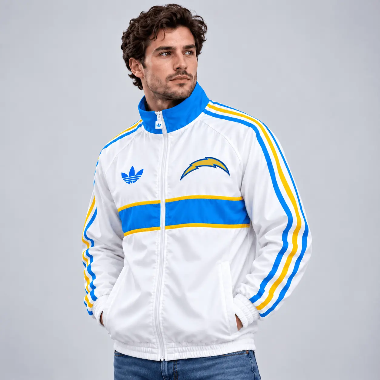 Los Angeles Chargers | Premium NFL Vintage Heritage Triple Stripe Full-Zip Casual Jacket TD - Image 2