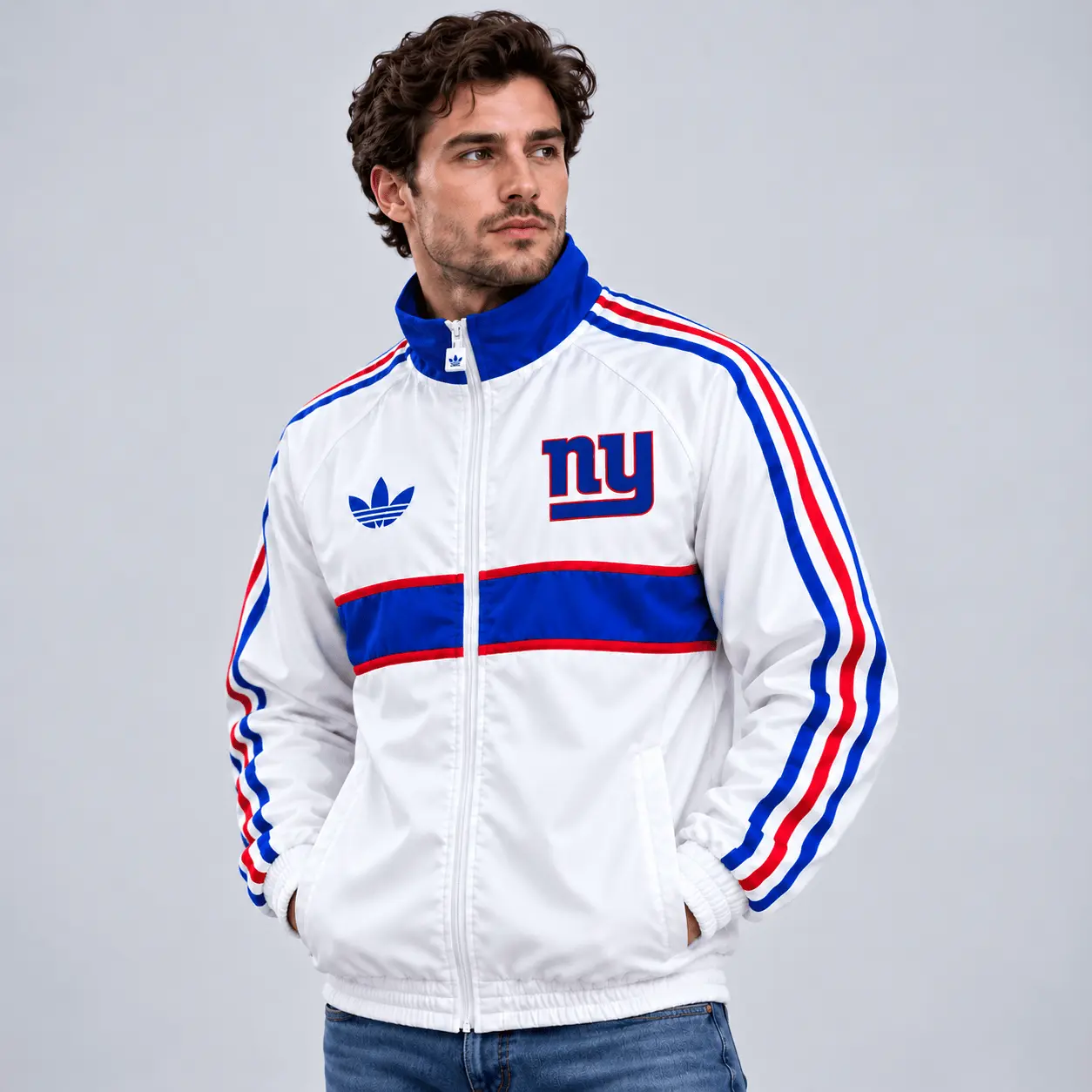 New York Giants | Premium NFL Vintage Heritage Triple Stripe Full-Zip Casual Jacket TD - Image 2