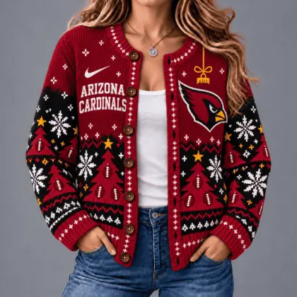 Arizona Cardinals | Premium NFL Game Day Winter Wonderland Snowflake Cardigan TD