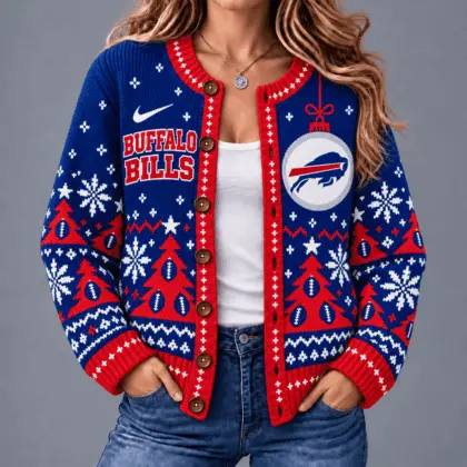 Buffalo Bills | Premium NFL Game Day Winter Wonderland Snowflake Cardigan TD