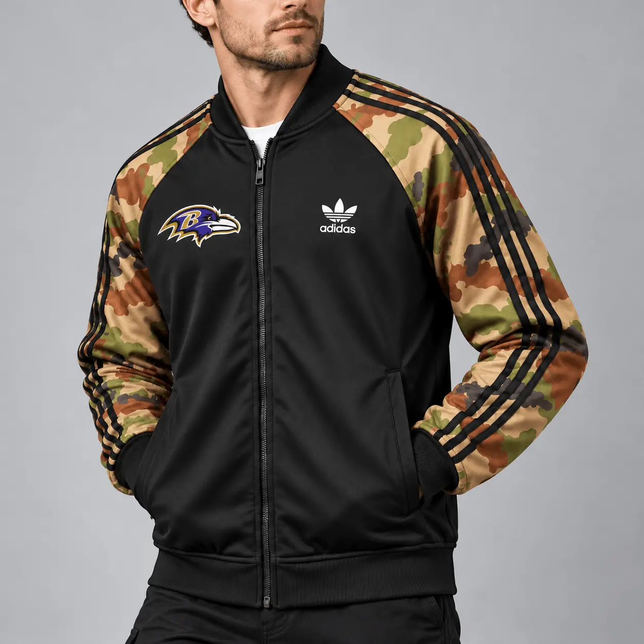 Baltimore Ravens | Premium NFL Army Camo Baseball Jacket TD - Image 2