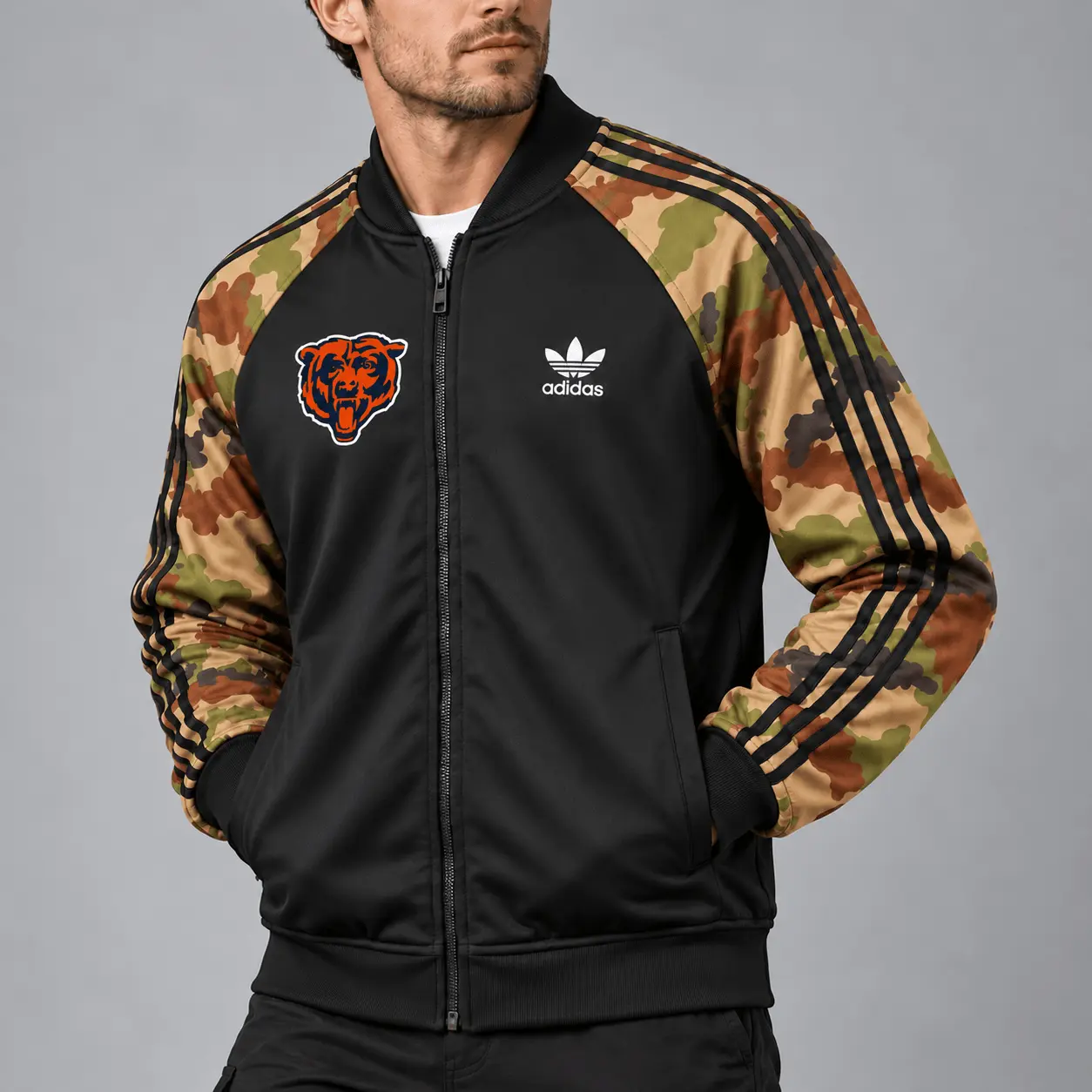 Chicago Bears | Premium NFL Army Camo Baseball Jacket TD - Image 2