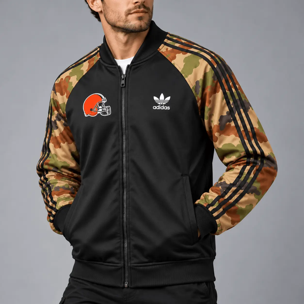 Cleveland Browns | Premium NFL Army Camo Baseball Jacket TD - Image 2