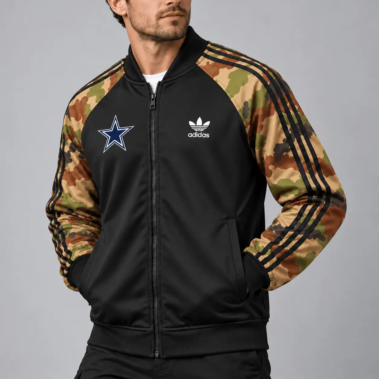 Dallas Cowboys | Premium NFL Army Camo Baseball Jacket TD - Image 2