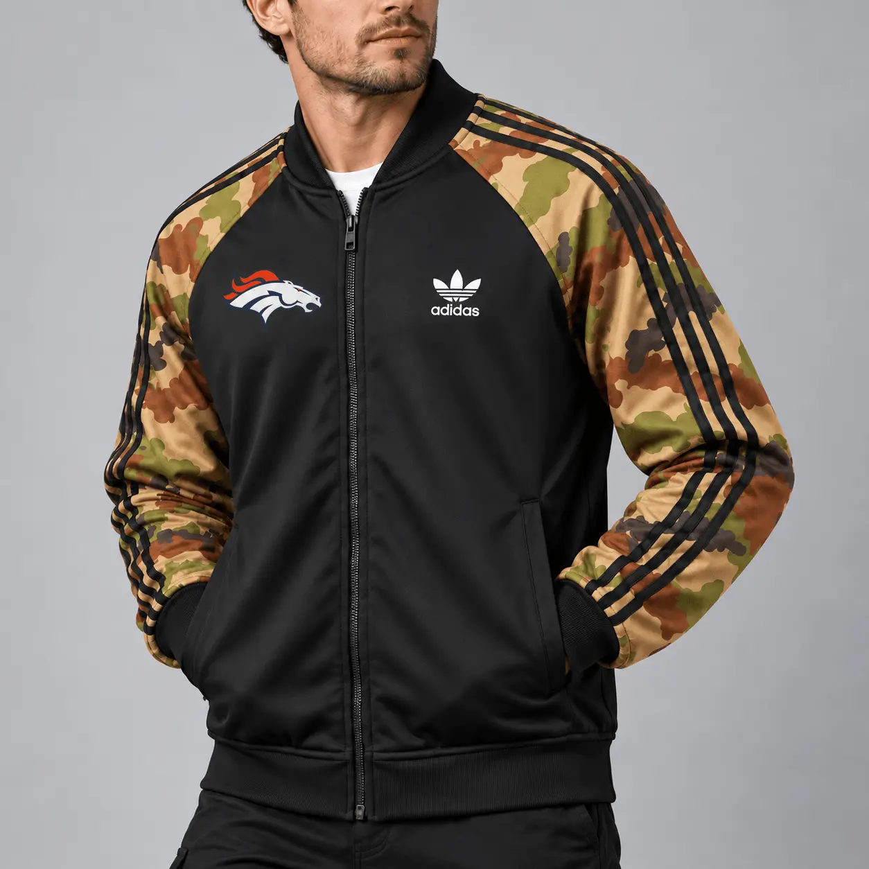 Denver Broncos | Premium NFL Army Camo Baseball Jacket TD - Image 2