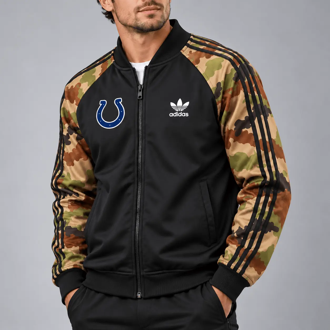 Indianapolis Colts | Premium NFL Army Camo Baseball Jacket TD - Image 2
