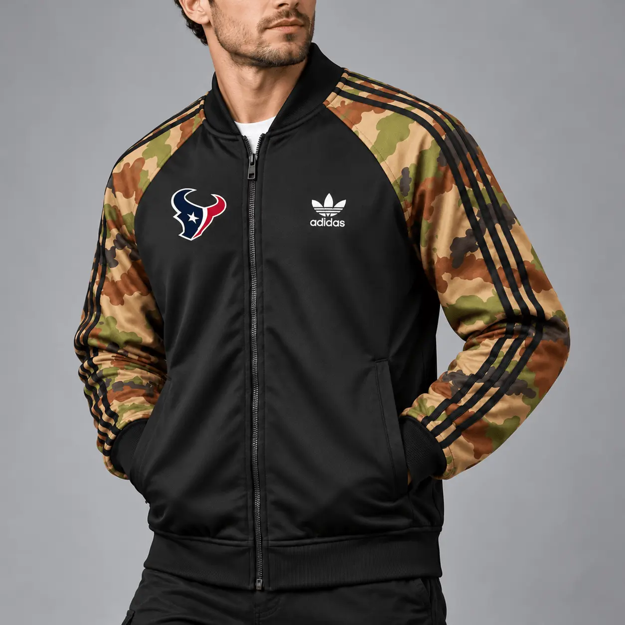 Houston Texans | Premium NFL Army Camo Baseball Jacket TD - Image 2
