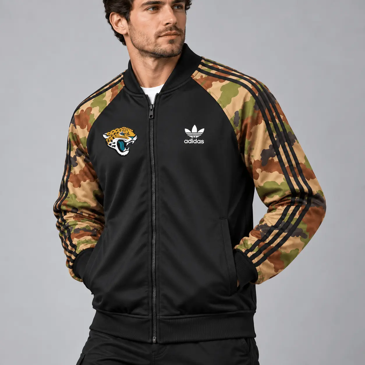 Jacksonville Jaguars | Premium NFL Army Camo Baseball Jacket TD - Image 2