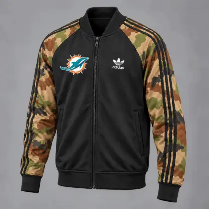 Miami Dolphins | Premium NFL Army Camo Baseball Jacket TD