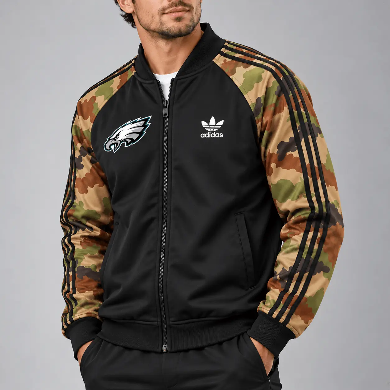 Philadelphia Eagles | Premium NFL Army Camo Baseball Jacket TD - Image 2